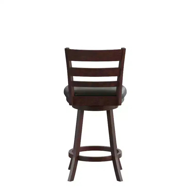 Tabouret de bar pivotant Flash Furniture Zerrick en bois de qualité commerciale, style échelle, hauteur comptoir avec siège rembourré et matelassé