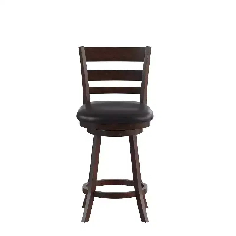 Tabouret de bar pivotant Flash Furniture Zerrick en bois de qualité commerciale, style échelle, hauteur comptoir avec siège rembourré et matelassé