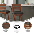 Tabouret de bar pivotant Flash Furniture Zerrick en bois de qualité commerciale, style échelle, hauteur comptoir avec siège rembourré et matelassé