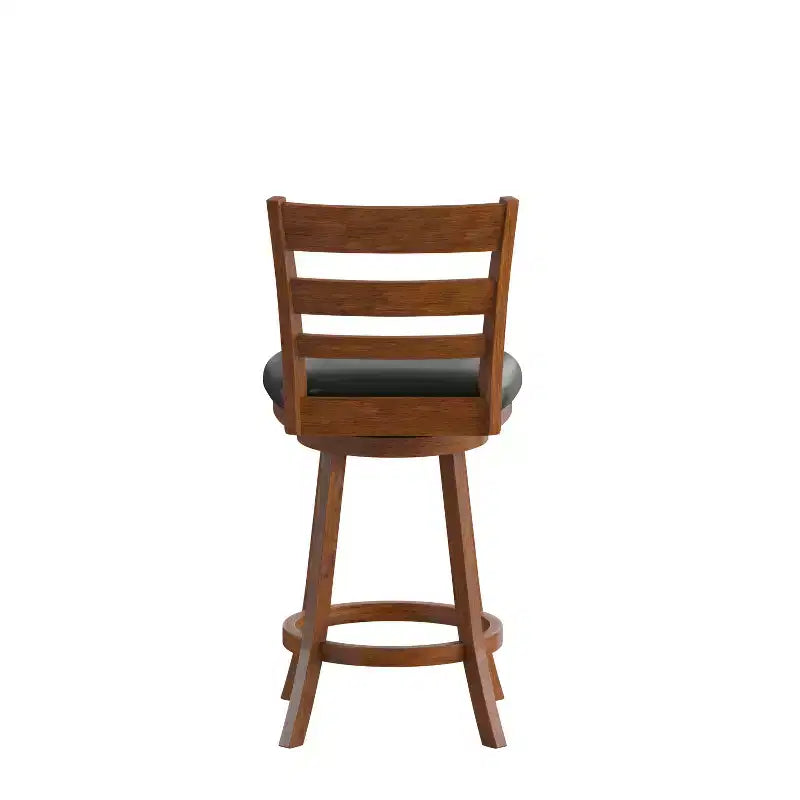 Tabouret de bar pivotant Flash Furniture Zerrick en bois de qualité commerciale, style échelle, hauteur comptoir avec siège rembourré et matelassé