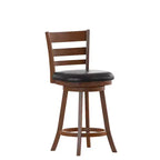 Flash Furniture Zerrick Commercial Grade Wood Classic Ladderback Swivel Counter Height Barstool with Padded, Upholstered Seat