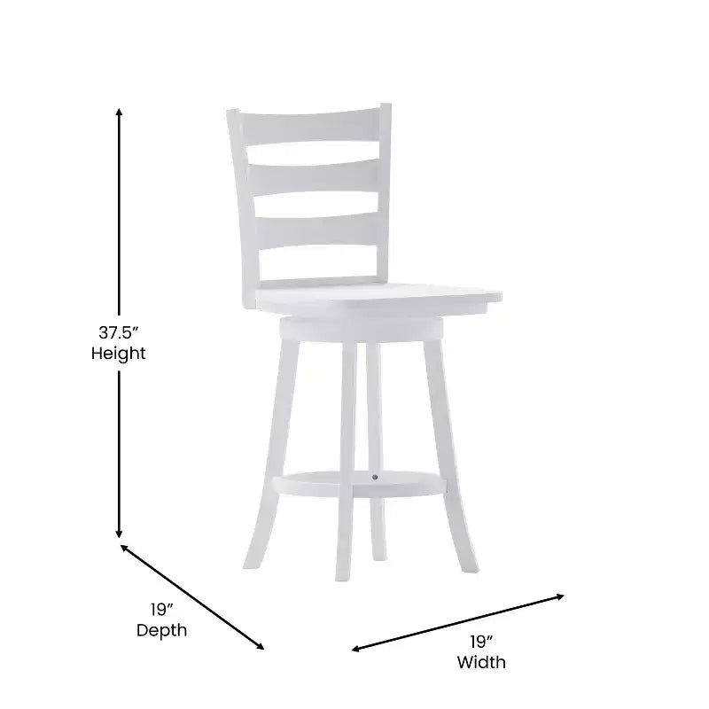 Tabouret de comptoir classique Emma et Oliver Ladderback avec siège en bois