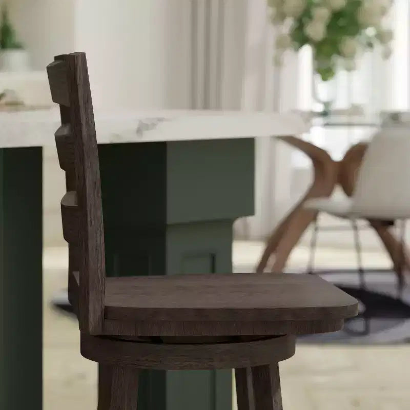 Tabouret de comptoir classique Emma et Oliver Ladderback avec siège en bois