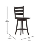 Tabouret de comptoir classique Emma et Oliver Ladderback avec siège en bois
