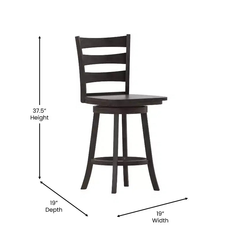 Tabouret de comptoir classique Emma et Oliver Ladderback avec siège en bois