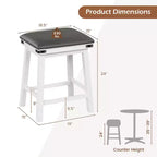 Costway Lot de 2 tabourets de bar 61 cm, hauteur comptoir, siège rembourré, cadre en bois, cuisine, marron/blanc