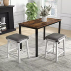 Costway Lot de 2 tabourets de bar 61 cm, hauteur comptoir, siège rembourré, cadre en bois, cuisine, marron/blanc