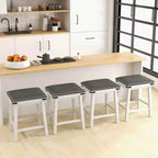 Costway Lot de 2 tabourets de bar 61 cm, hauteur comptoir, siège rembourré, cadre en bois, cuisine, marron/blanc