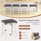 Costway Lot de 2 tabourets de bar 61 cm, hauteur comptoir, siège rembourré, cadre en bois, cuisine, marron/blanc