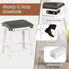 Costway Lot de 2 tabourets de bar 61 cm, hauteur comptoir, siège rembourré, cadre en bois, cuisine, marron/blanc