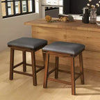 Costway Lot de 2 tabourets de bar 61 cm, hauteur comptoir, siège rembourré, cadre en bois, cuisine, marron/blanc