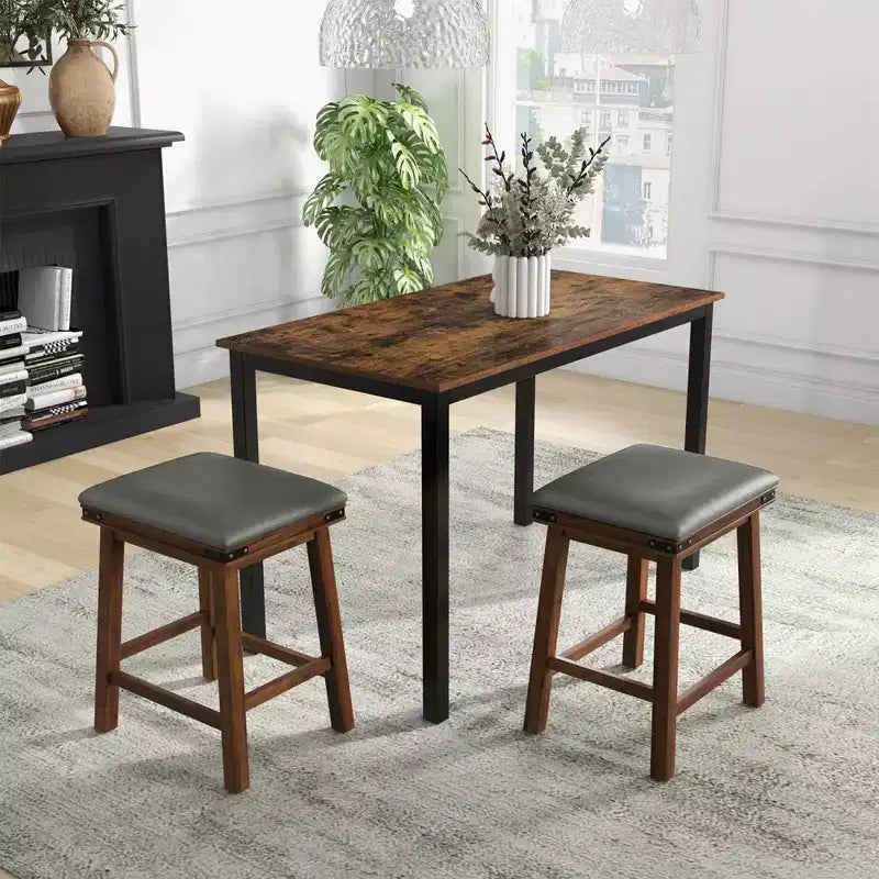 Costway Lot de 2 tabourets de bar 61 cm, hauteur comptoir, siège rembourré, cadre en bois, cuisine, marron/blanc