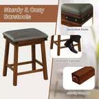 Costway Lot de 2 tabourets de bar 61 cm, hauteur comptoir, siège rembourré, cadre en bois, cuisine, marron/blanc