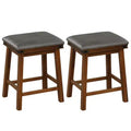 Costway 24'' Dining Bar Stool Set of 2 Counter Height Padded Seat Wood Frame Kitchen Brown/White