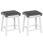 Costway Lot de 2 tabourets de bar 61 cm, hauteur comptoir, siège rembourré, cadre en bois, cuisine, marron/blanc