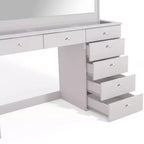 Coiffeuse Maquillage Lumineuse Boahaus Tatiana avec 7 Tiroirs, Prises de Courant et Ports USB