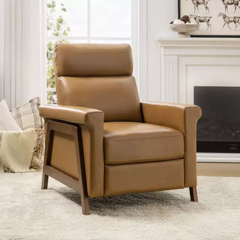 Fauteuil inclinable électrique en cuir véritable Camilo 32.75 | ART OF LIVING DESIGNS-CAMEL