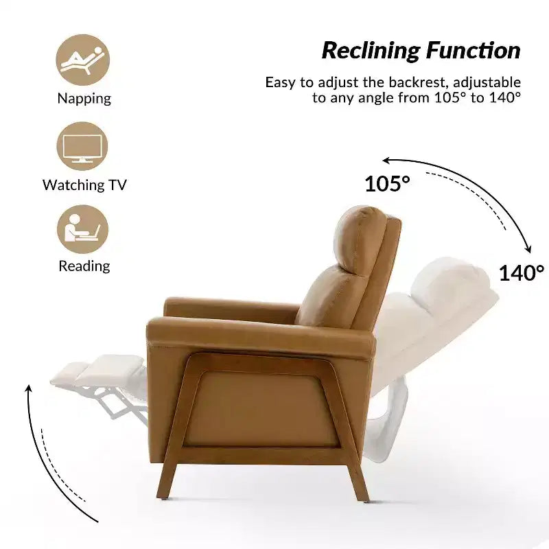 Fauteuil inclinable électrique en cuir véritable Camilo 32.75 | ART OF LIVING DESIGNS-CAMEL