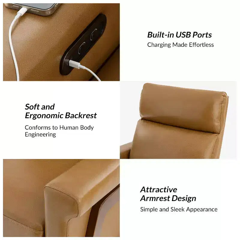 Fauteuil inclinable électrique en cuir véritable Camilo 32.75 | ART OF LIVING DESIGNS-CAMEL