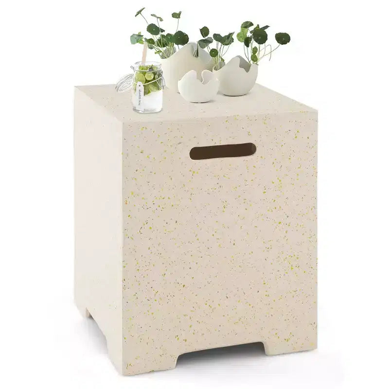 Costway Table de dissimulation de réservoir de propane en terrazzo 16'' 20 lbs avec couvercle de protection