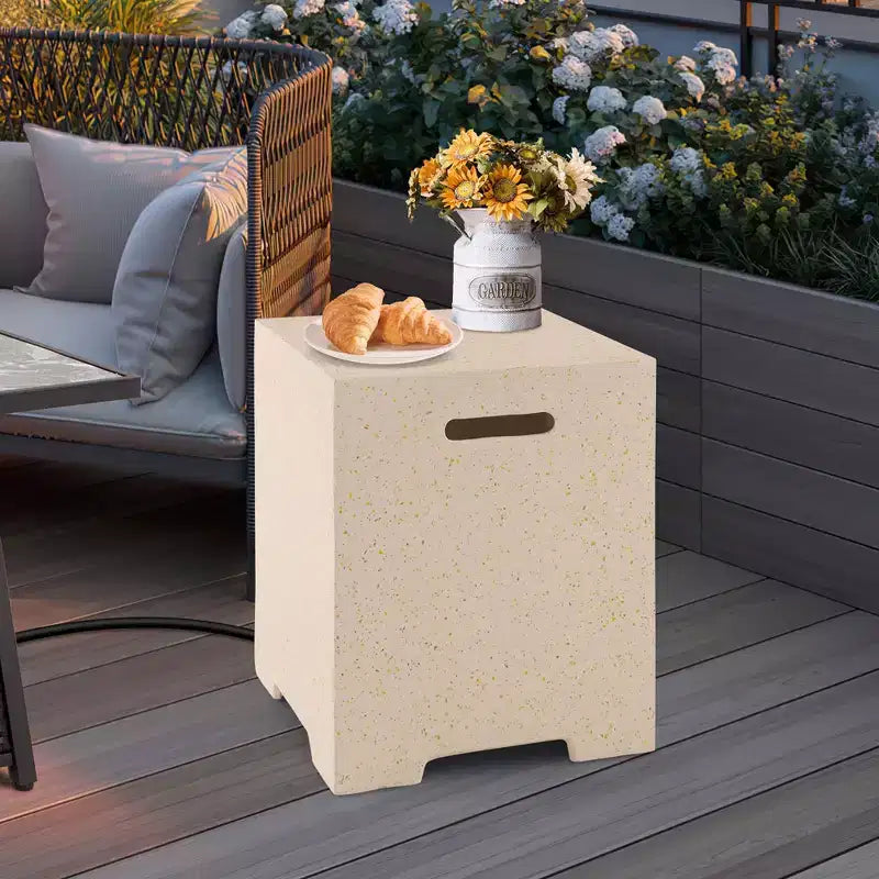 Costway Table de dissimulation de réservoir de propane en terrazzo 16'' 20 lbs avec couvercle de protection