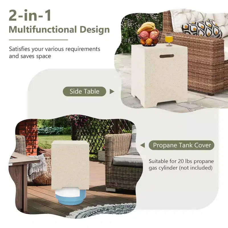 Costway Table de dissimulation de réservoir de propane en terrazzo 16'' 20 lbs avec couvercle de protection