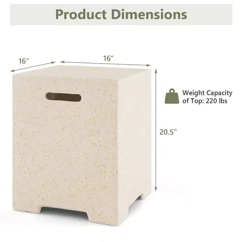 Costway Table de dissimulation de réservoir de propane en terrazzo 16'' 20 lbs avec couvercle de protection