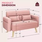 Canapé deux places en tissu Yaheetech 46 pouces avec coussin lombaire pour bureau, chambre à coucher