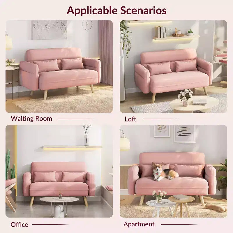 Canapé deux places en tissu Yaheetech 46 pouces avec coussin lombaire pour bureau, chambre à coucher