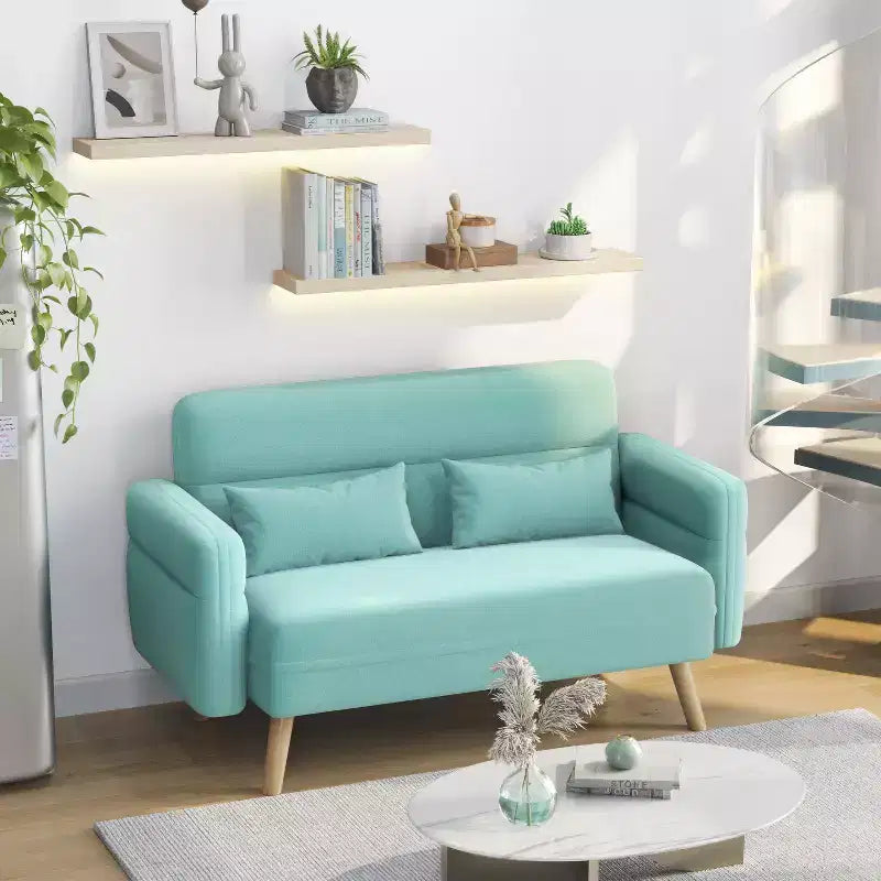 Canapé deux places en tissu Yaheetech 46 pouces avec coussin lombaire pour bureau, chambre à coucher