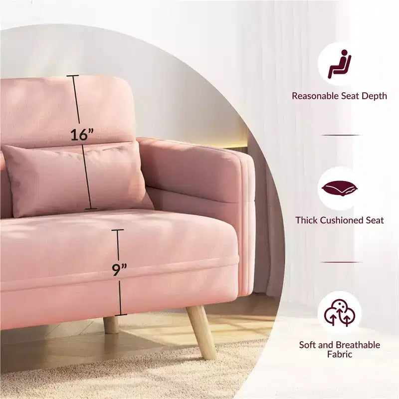 Canapé deux places en tissu Yaheetech 46 pouces avec coussin lombaire pour bureau, chambre à coucher