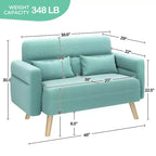 Canapé deux places en tissu Yaheetech 46 pouces avec coussin lombaire pour bureau, chambre à coucher