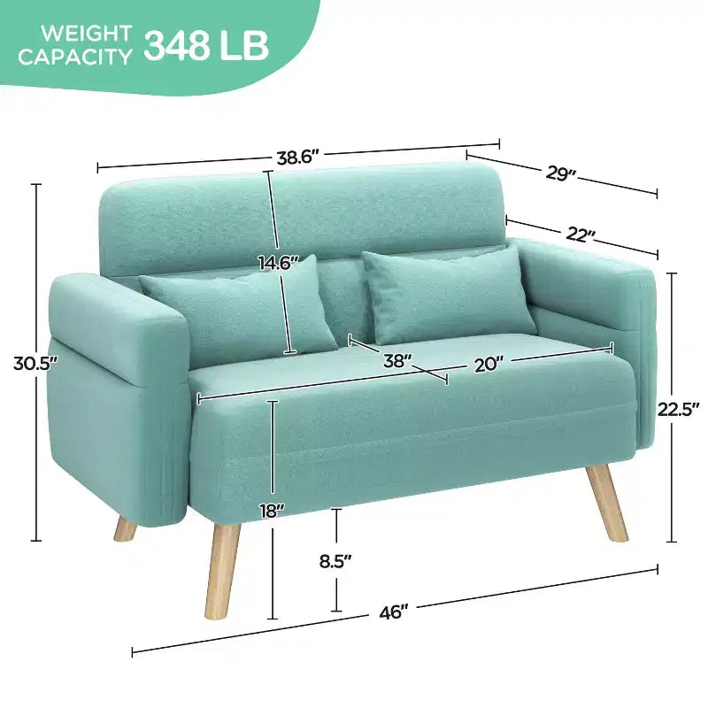 Canapé deux places en tissu Yaheetech 46 pouces avec coussin lombaire pour bureau, chambre à coucher