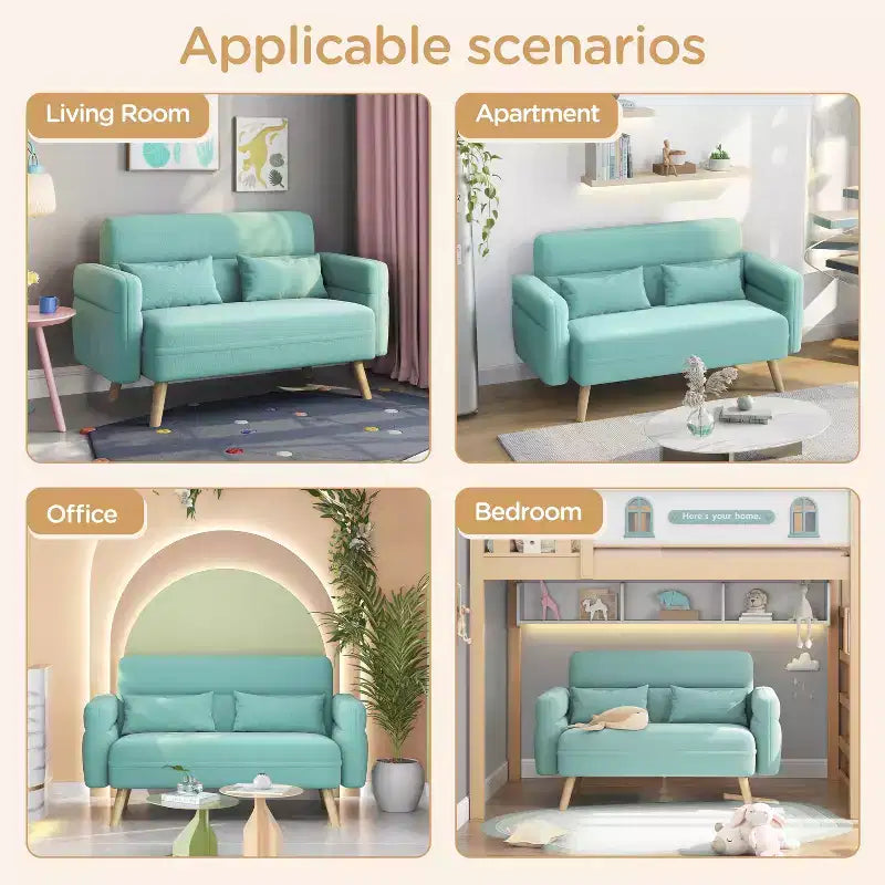 Canapé deux places en tissu Yaheetech 46 pouces avec coussin lombaire pour bureau, chambre à coucher