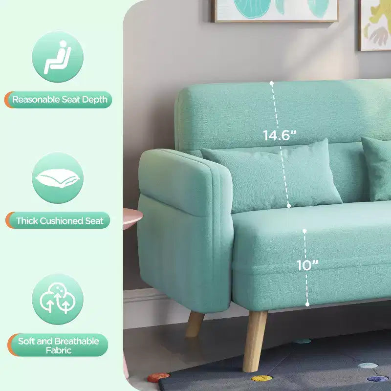 Canapé deux places en tissu Yaheetech 46 pouces avec coussin lombaire pour bureau, chambre à coucher