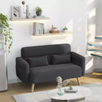 Canapé deux places en tissu Yaheetech 46 pouces avec coussin lombaire pour bureau, chambre à coucher