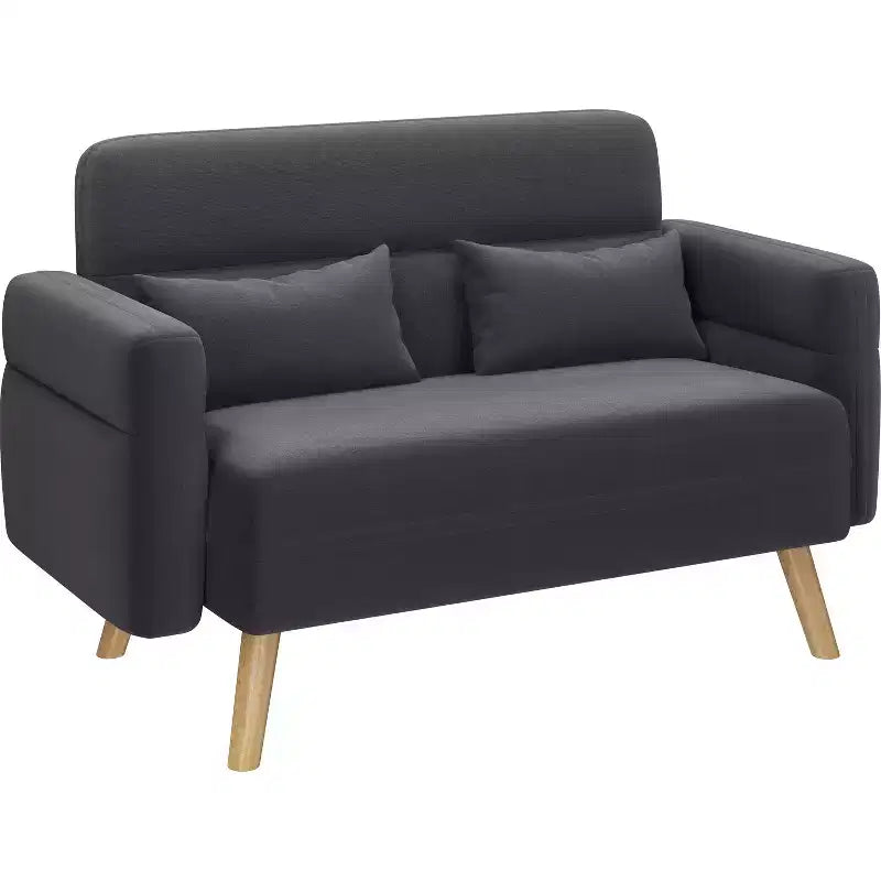 Canapé deux places en tissu Yaheetech 46 pouces avec coussin lombaire pour bureau, chambre à coucher
