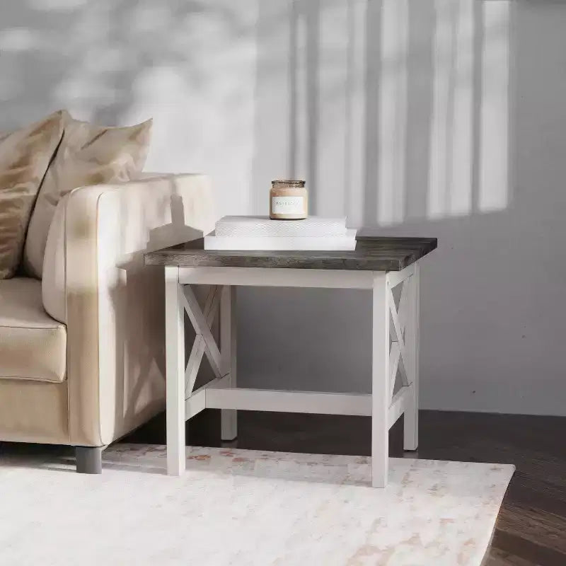 Table d'appoint style ferme en bois massif Emma et Oliver