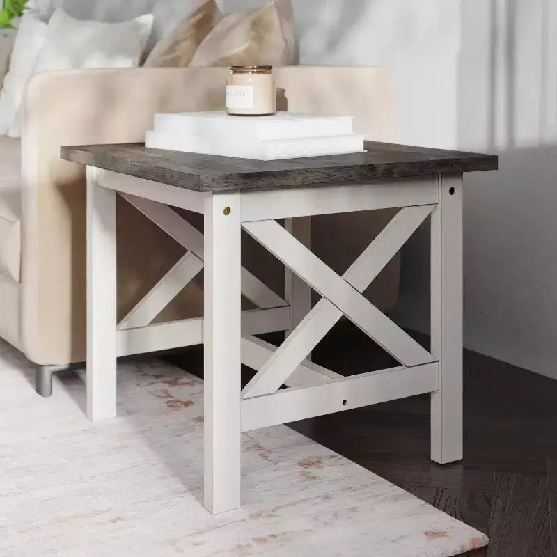 Table d'appoint style ferme en bois massif Emma et Oliver