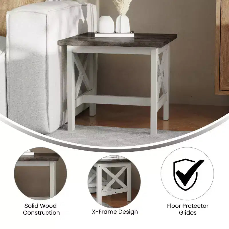 Table d'appoint style ferme en bois massif Emma et Oliver