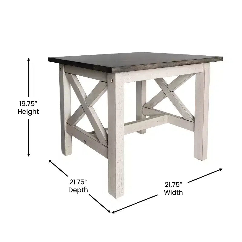 Table d'appoint style ferme en bois massif Emma et Oliver