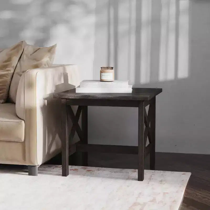Table d'appoint style ferme en bois massif Emma et Oliver