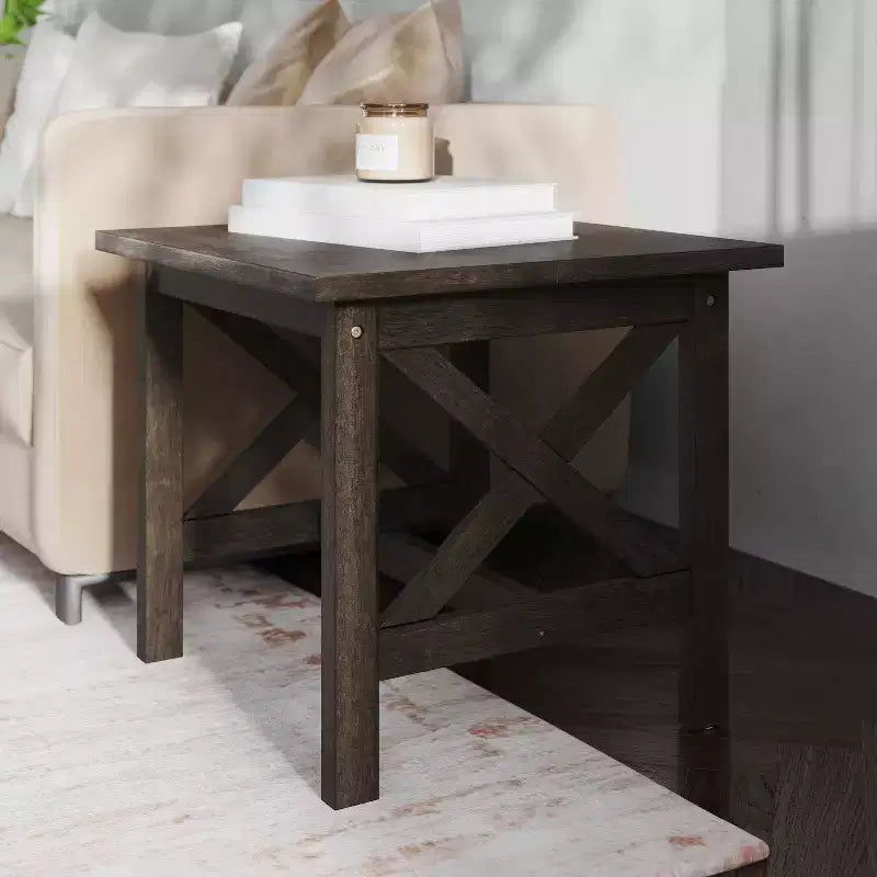 Table d'appoint style ferme en bois massif Emma et Oliver