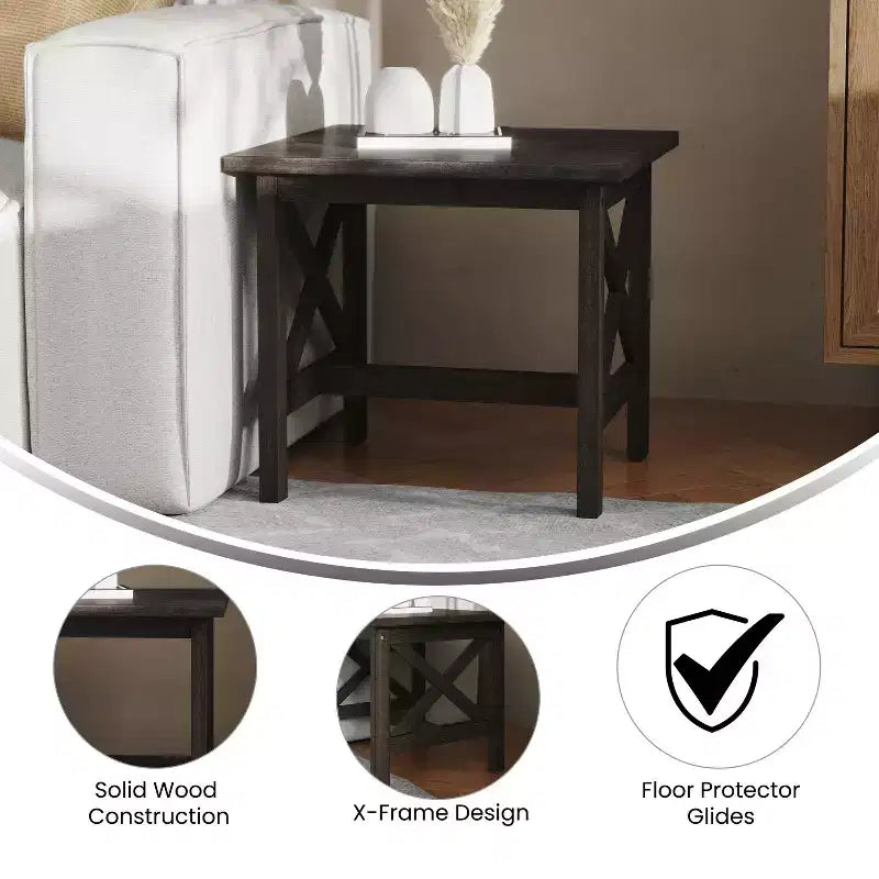 Table d'appoint style ferme en bois massif Emma et Oliver