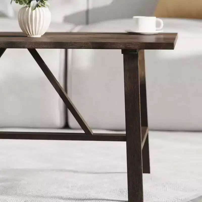 Flash Furniture Eli, table basse de style campagnard en bois massif, table d'appoint à tréteaux