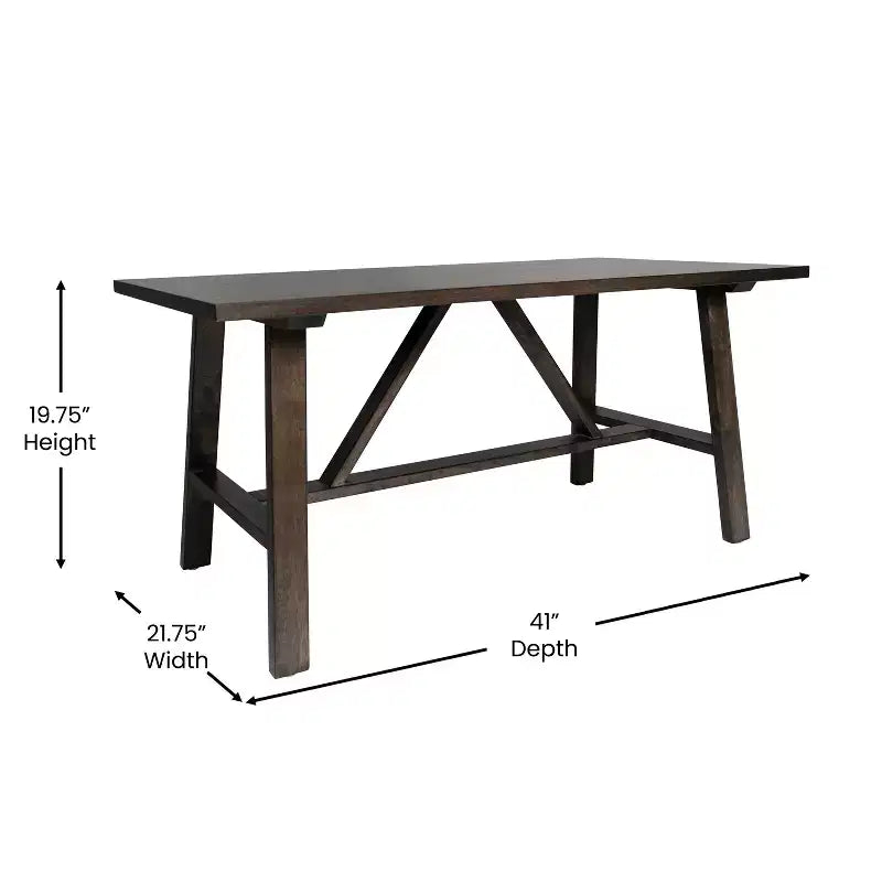 Flash Furniture Eli, table basse de style campagnard en bois massif, table d'appoint à tréteaux