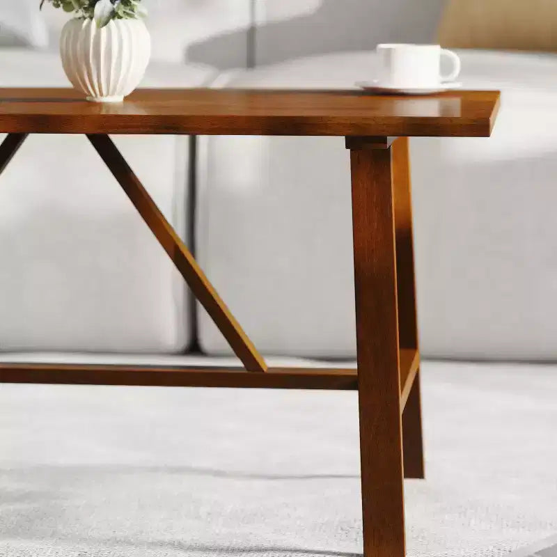 Flash Furniture Eli, table basse de style campagnard en bois massif, table d'appoint à tréteaux