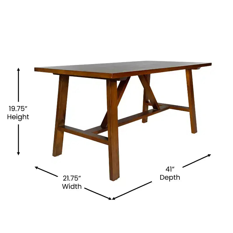 Flash Furniture Eli, table basse de style campagnard en bois massif, table d'appoint à tréteaux
