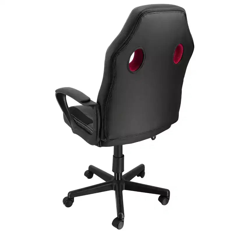 Chaise de bureau Elama à dossier haut, réglable, en similicuir et maille, noir et bordeaux