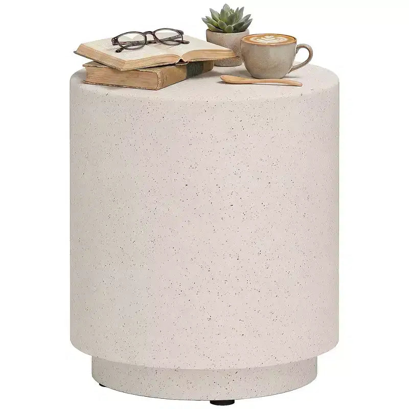 HOMCOM Table d'appoint légère avec finition béton, Table d'appoint ronde avec 4 pieds réglables pour l'intérieur et l'extérieur